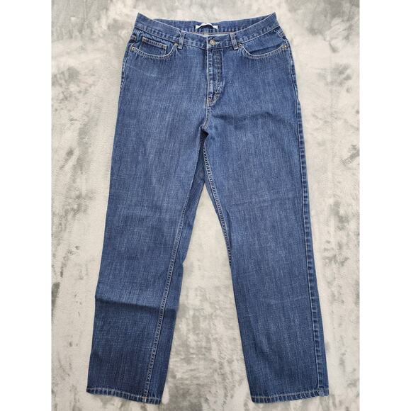 Vintage Y2K Tommy Hilfiger High Rise Denim Jeans Size 31 Dark Wash Red Logo - Picture 1 of 9